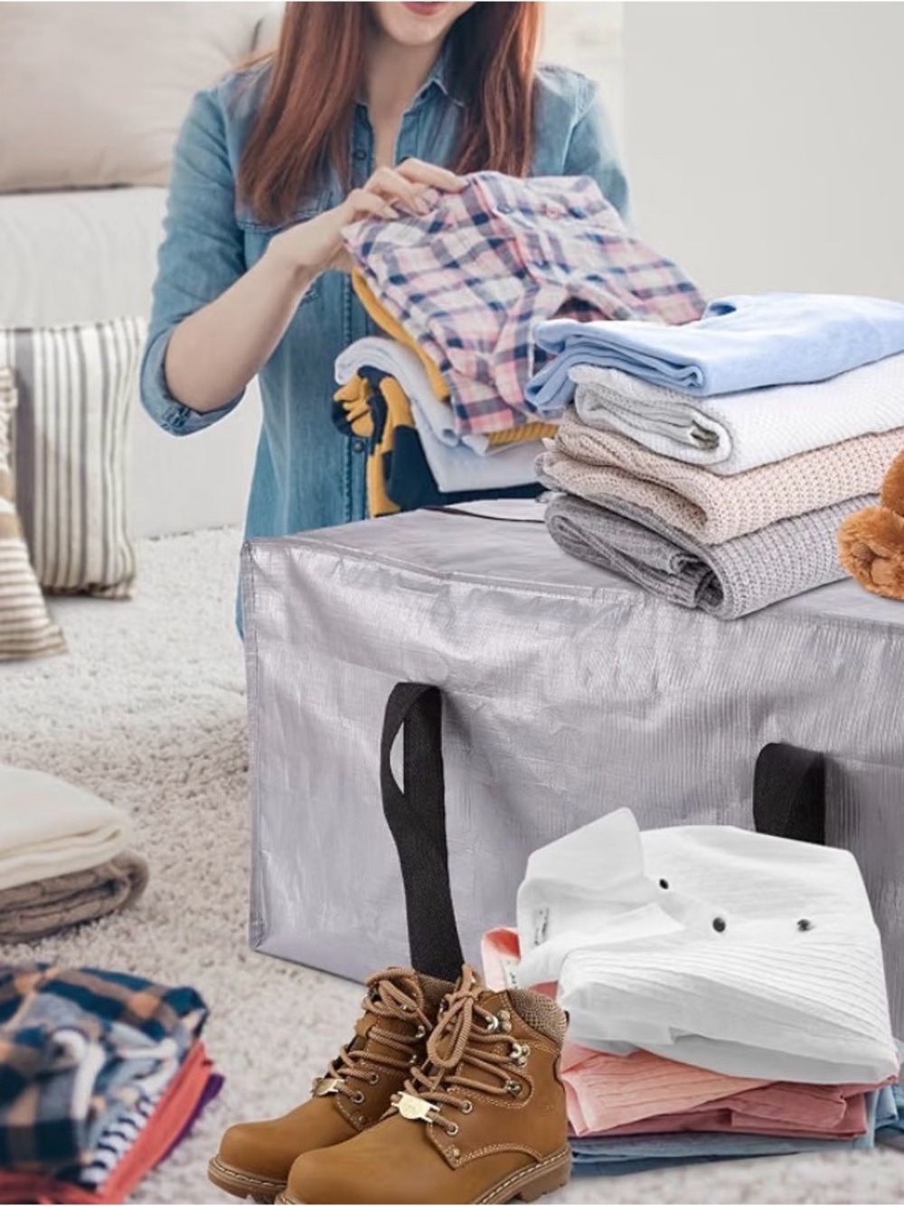 Large Silver Storage Bag - Home Storage & Organization